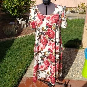 Lularoe Jesse dress roses on white